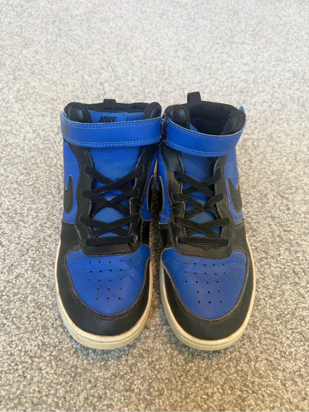 Nike Blue & Black High-Top Sneakers. Velcro